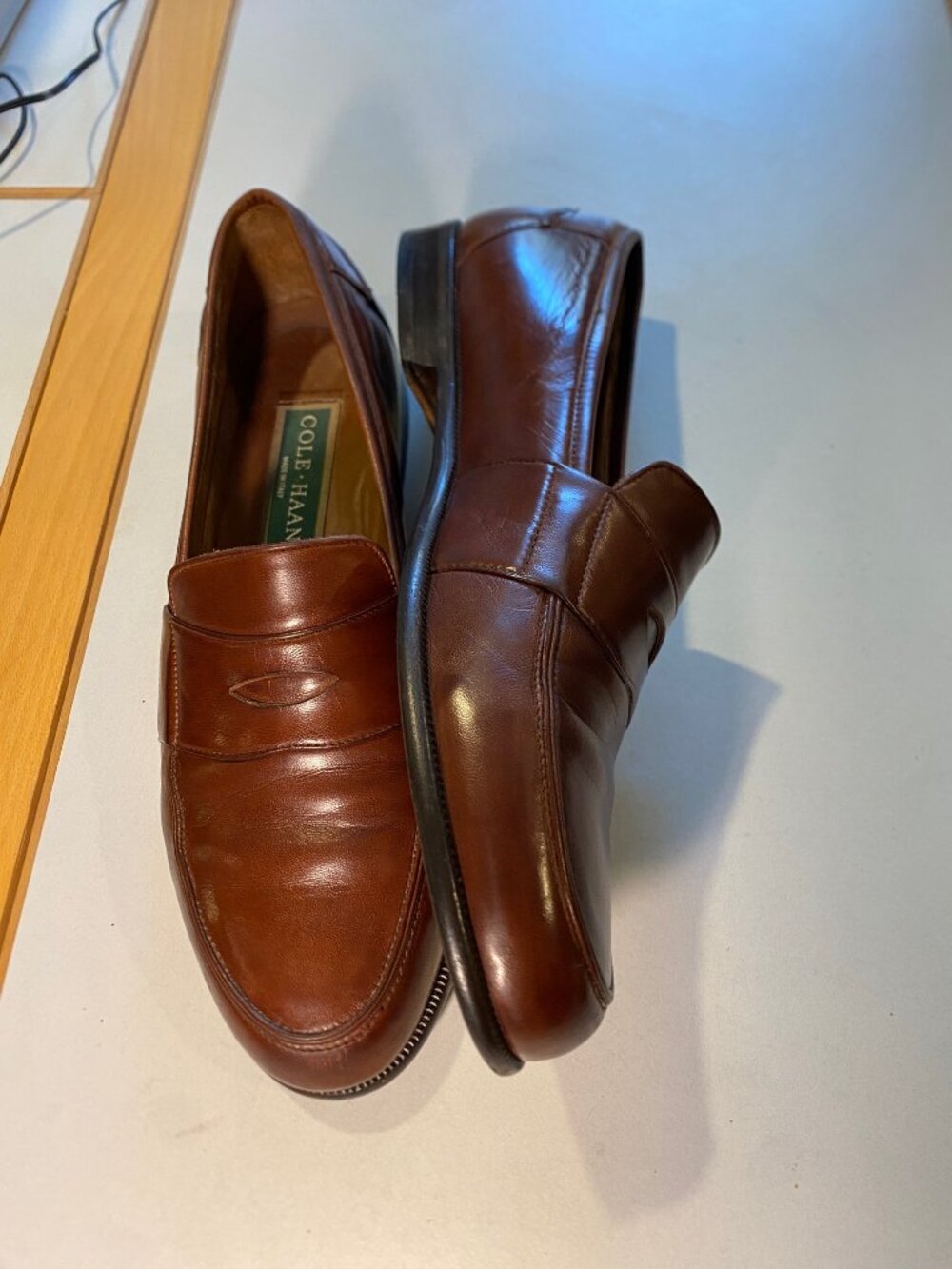 Cole Haan - Size 10.5M - Men’s Brown Leather Penny Loafers - Italy